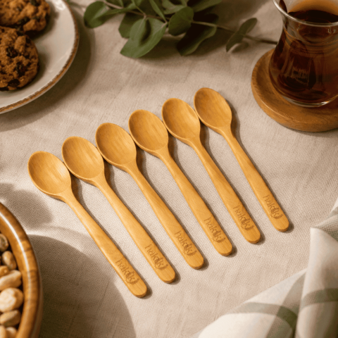 El Yapımı 6 Parça Şimşir Çay Kaşığı Seti 12 Cm