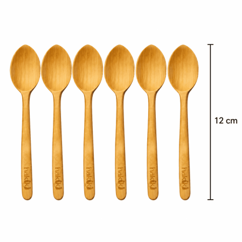 El Yapımı 6 Parça Şimşir Çay Kaşığı Seti 12 Cm