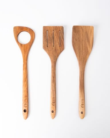 El Yapımı Ceviz 3'lü Spatula Seti