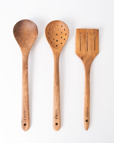 Natural Handmade Walnut 3-Piece Serving Set