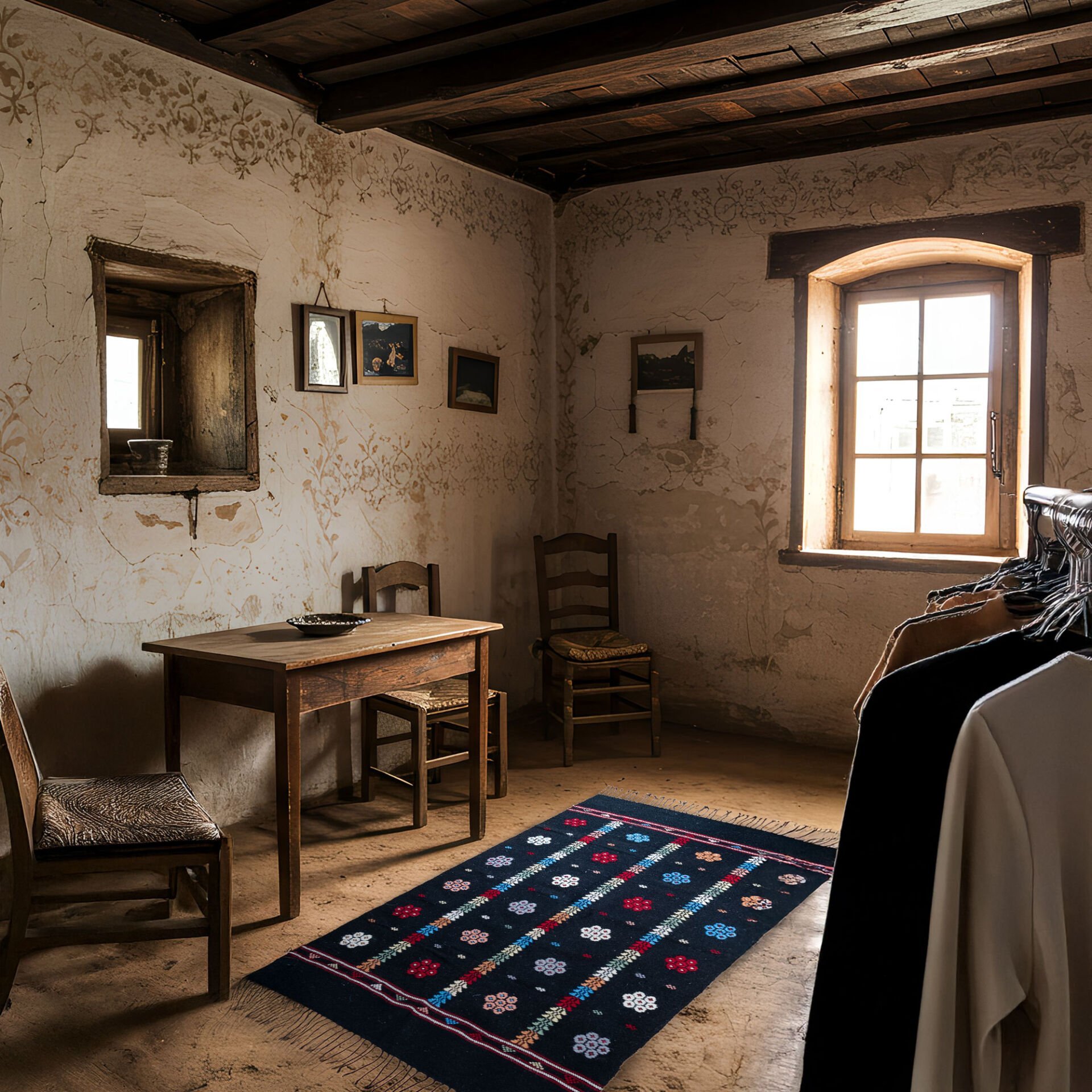 Köpek Ayağı Motifli El Dokuması Kilim