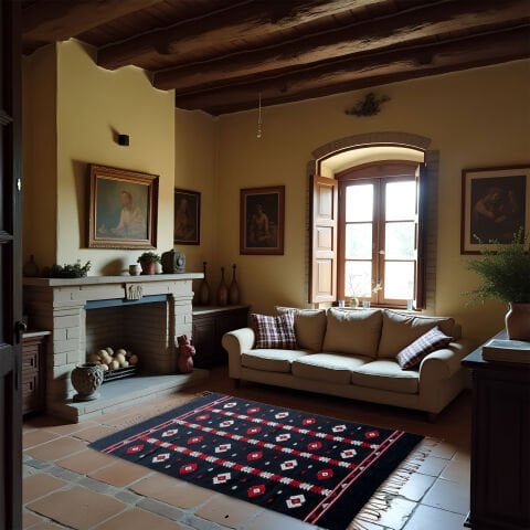 Hand-Woven Rug with Sheep's Eye Motif