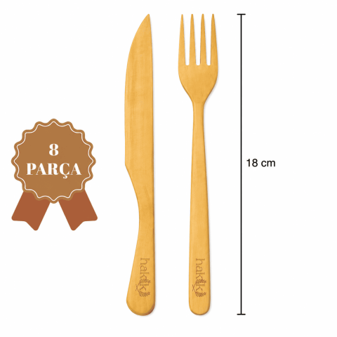 Şimşir 8 Parça Tatlı Çatal Bıçak Seti 18 Cm