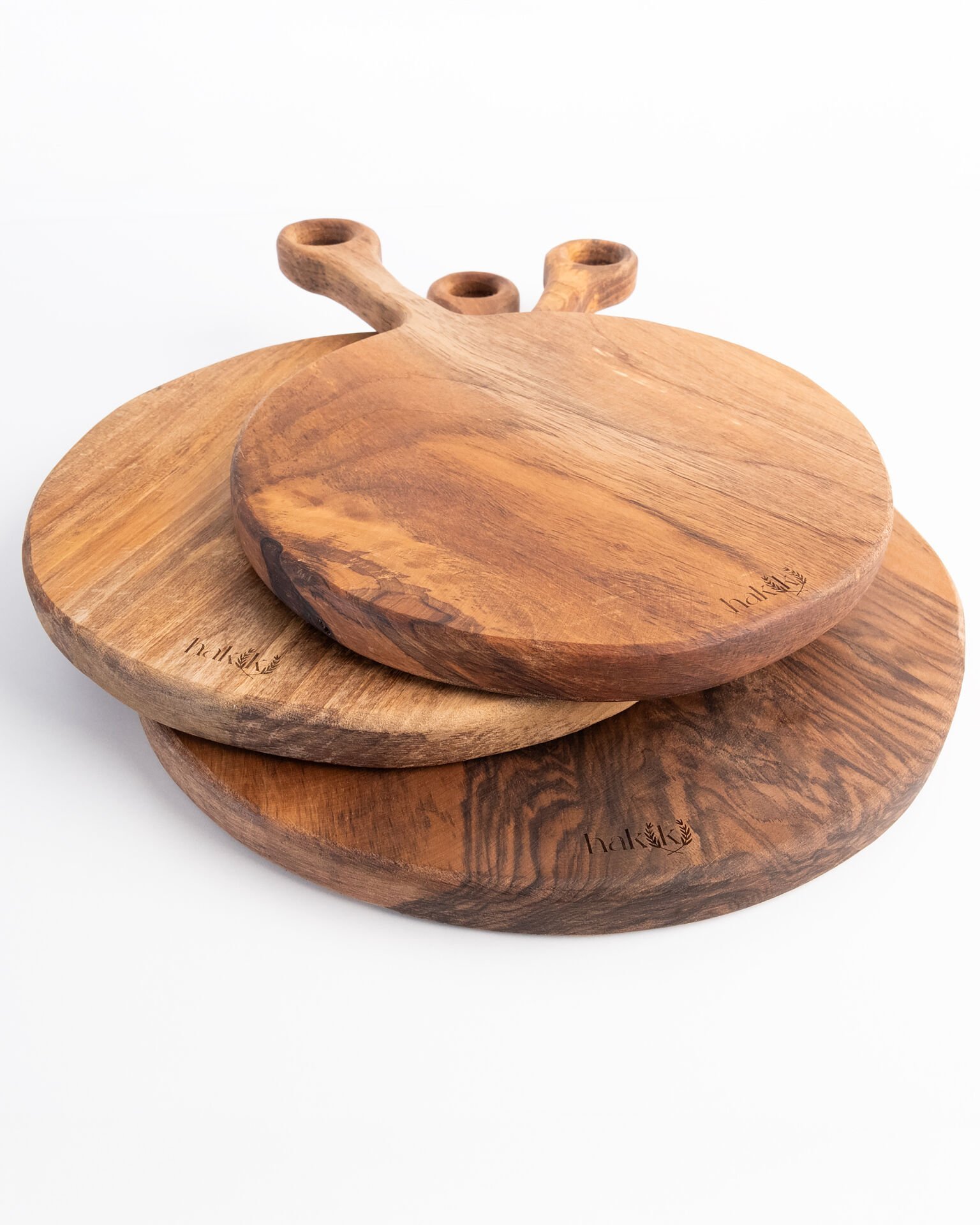 Handmade Round Walnut Cutting and Serving Board Set (3 Pieces)