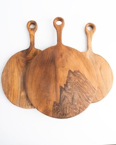 Handmade Round Walnut Cutting and Serving Board Set (3 Pieces)