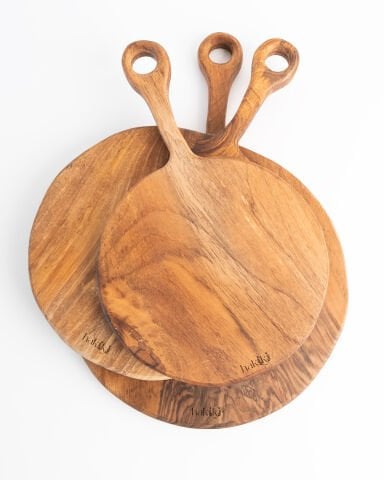 Handmade Round Walnut Cutting and Serving Board Set (3 Pieces)