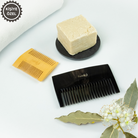 Hair Care Trio (Wide-Tooth Bone Comb + Double-Sided Boxwood Comb + Laurel Soap)