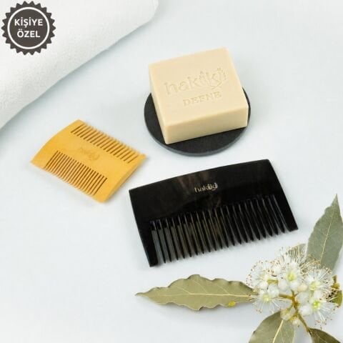 Saç Bakım Üçlüsü (Geniş Dilli Kemik Tarak+Çift Taraflı Şimşir Tarak+Defne Sabunu)