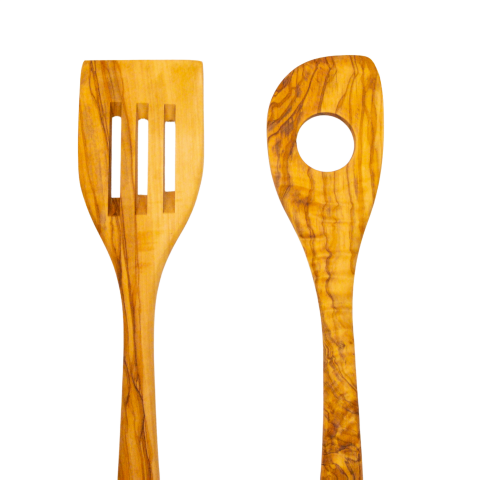 Olive Wood 2-Piece Spatula Set