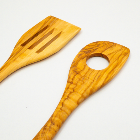Olive Wood 2-Piece Spatula Set