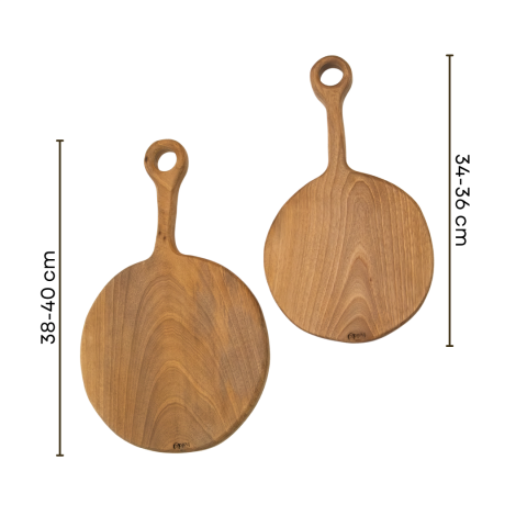 Handmade Natural Round Walnut 2-Piece Cutting & Serving Board 34 cm