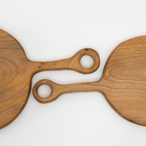 Handmade Natural Round Walnut 2-Piece Cutting & Serving Board 34 cm