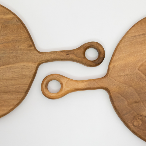 Handmade Natural Round Walnut 2 Piece Cutting and Serving Board 41 cm