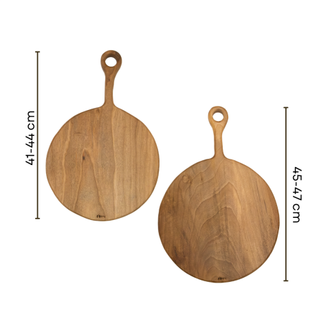 Handmade Natural Round Walnut 2 Piece Cutting and Serving Board 41 cm