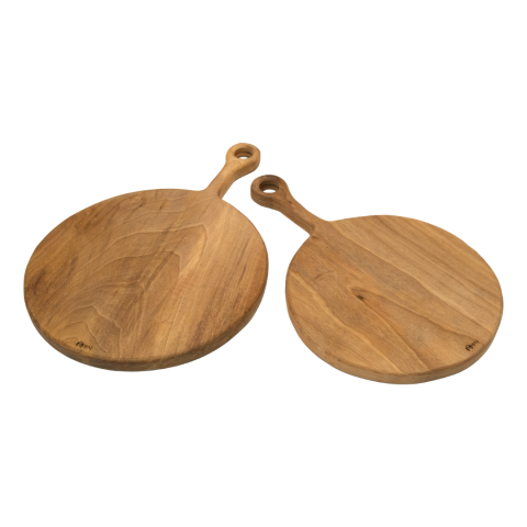 Handmade Natural Round Walnut 2 Piece Cutting and Serving Board 41 cm