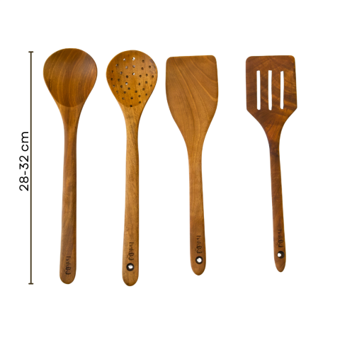 Doğal El Yapımı Gerçek Ceviz 5 Parça Kutulu Kepçe&Spatula Seti