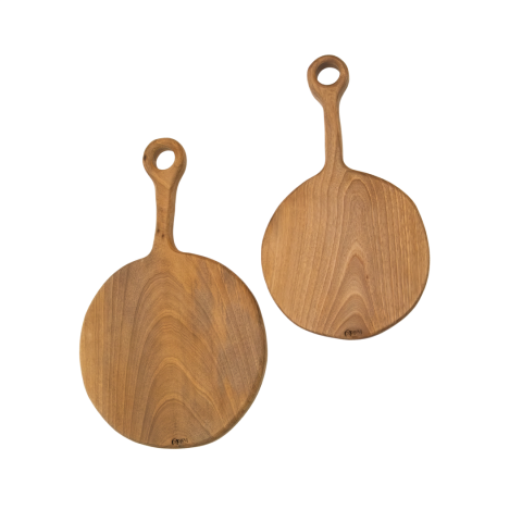 Handmade Natural Round Walnut 4-Piece Cutting and Serving Board