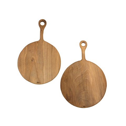 Handmade Natural Round Walnut 4-Piece Cutting and Serving Board