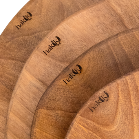 Handmade Natural Round Walnut 4-Piece Cutting and Serving Board