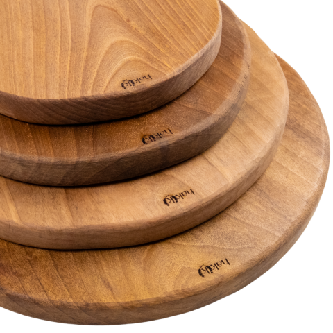 Handmade Natural Round Walnut 4-Piece Cutting and Serving Board