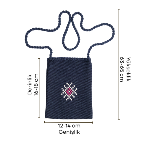 Karacakılavuz Dimi Dokuması Ayva Göbeği Motifli Telefon Çantası 17 x 13 Cm