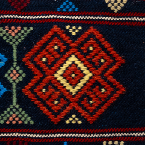 Karacakılavuz Dimi Dokuması Koç Boynuzu Motifli Lacivert Çanta 35 x 30 Cm