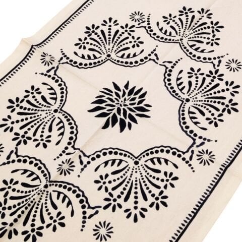 100% Handmade Kastamonu Stone-Printed Table Runner 45×100 cm