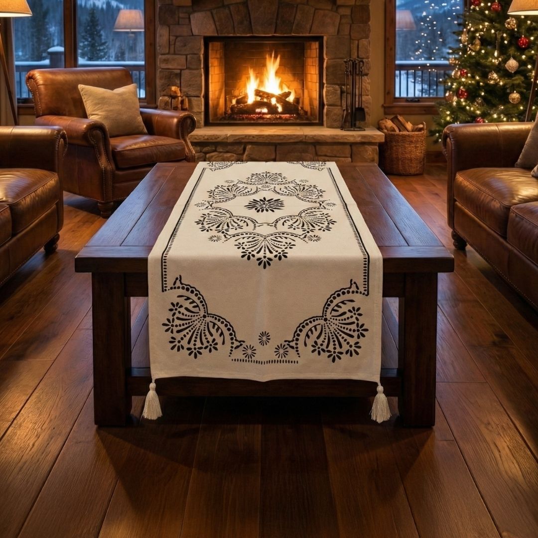 100% Handmade Kastamonu Stone-Printed Table Runner 45×100 cm