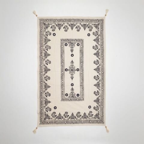 %100 El İşçiliği Kastamonu Taş Baskı Masa Örtüsü 150x220 Cm