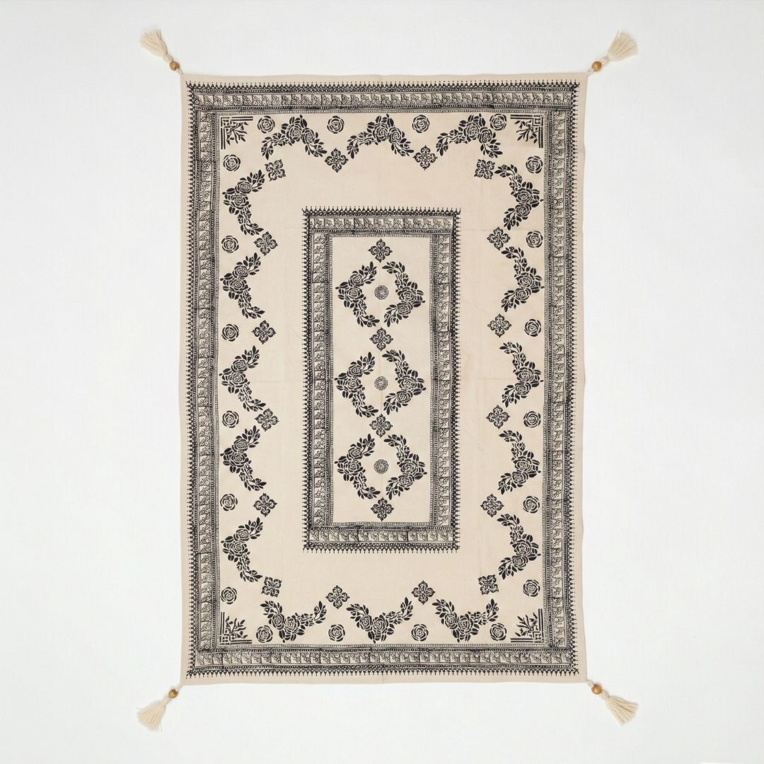 %100 El İşçiliği Kastamonu Taş Baskı Masa Örtüsü 150x220 Cm - Model 2