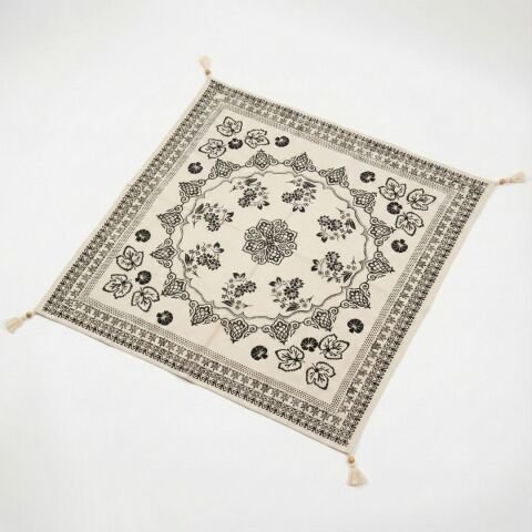 %100 El İşçiliği Kastamonu Taş Baskı Masa Örtüsü 150x150 Cm - Model 2