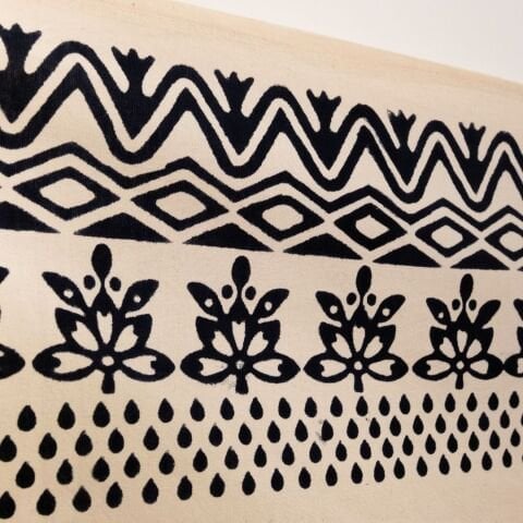 %100 El İşçiliği Kastamonu Taş Baskı Masa Örtüsü 150x150 Cm - Model 2