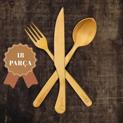 18 Parça Şimşir El İşçiliği Çatal Kaşık Bıçak Takımı