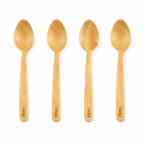 4 Parça Şimşir El İşçiliği Yemek Kaşığı Takımı