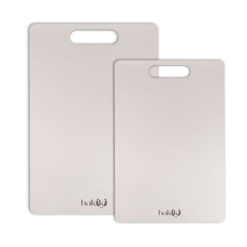 Hakiki Antibakteriyel 1,5 Mm Kalınlığında 2 Parça Çelik Kesme Tahtası 21x32 & 28x38 Cm