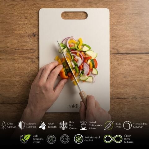 Hakiki Antibacterial 1.5 mm Thick 2-Piece Steel Cutting Board Set 21×32 & 28×38 cm