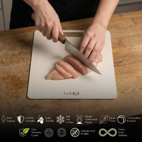 Hakiki Antibacterial 1.5 mm Thick 2-Piece Steel Cutting Board Set 21×32 & 28×38 cm