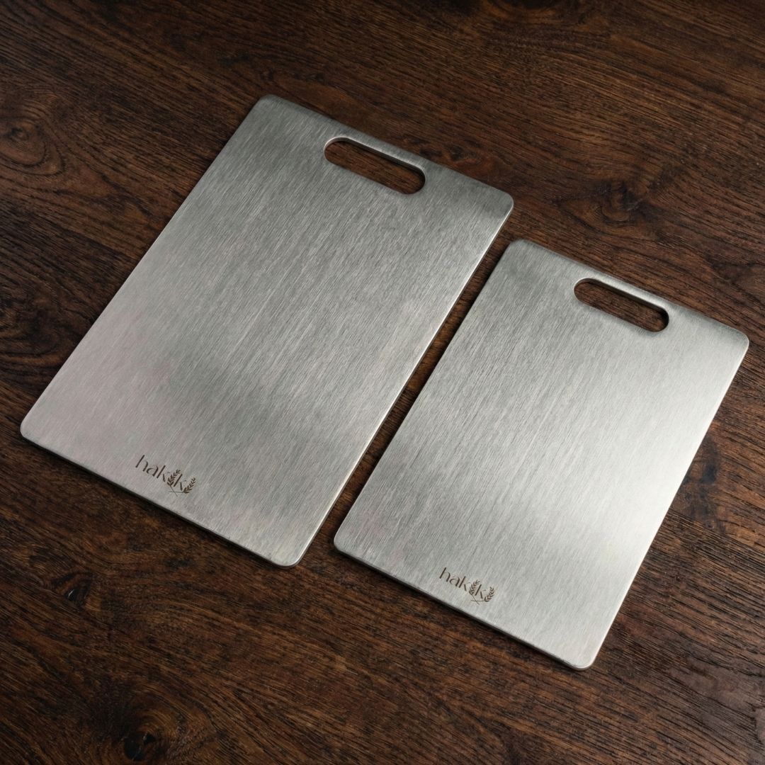 316L 1,5 Mm Kalınlığında İkili Paslanmaz Çelik Kesme Tahtası 21x32 & 28x38 Cm – Üstün Hijyen, Maksimum Dayanıklılık