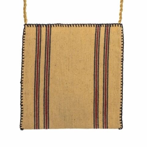 Koç Boynuzu Motifli Dimi Dokuma Bej Büyük Çanta