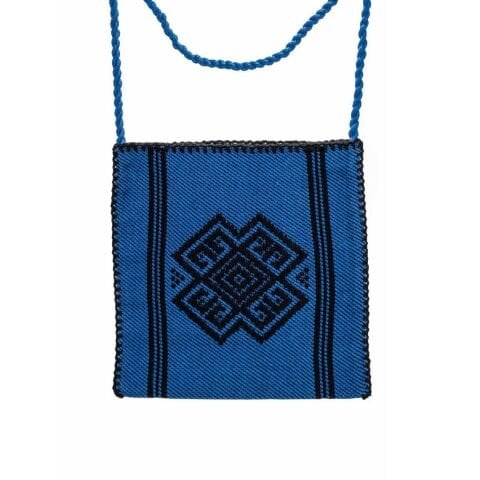 Karacakılavuz Dimi Dokuması Koç Boynuzu Motifli Lacivert Küçük Çanta 25 x 22 Cm