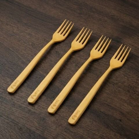 4 Parça Şimşir El İşçiliği Çatal Takımı 18 Cm