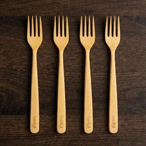 4 Parça Şimşir El İşçiliği Çatal Takımı 18 Cm