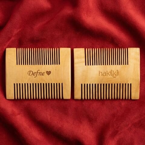 Kişiye Özel Çift Taraflı Şimşir Tarak Seti | El Yapımı Premium