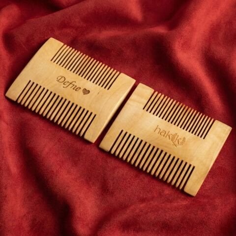 Kişiye Özel 2 Parça Çift Taraflı Şimşir Tarak Seti 7 Cm | El Yapımı Premium