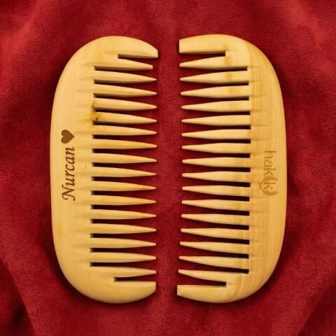 Kişiye Özel Geniş Dilli Şimşir Tarak Seti | El Yapımı Premium