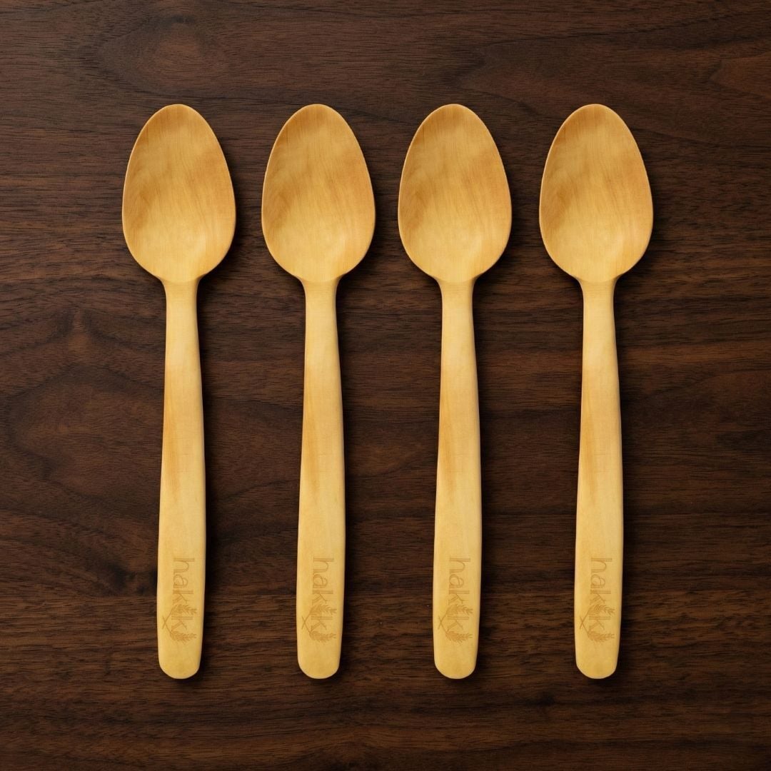 Kişiye Özel 4 Parça El Yapımı Şimşir Tatlı Kaşığı 17 Cm