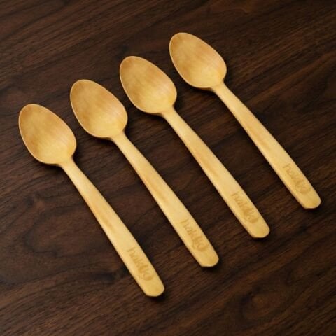 Kişiye Özel 4 Parça El Yapımı Şimşir Tatlı Kaşığı 17 Cm