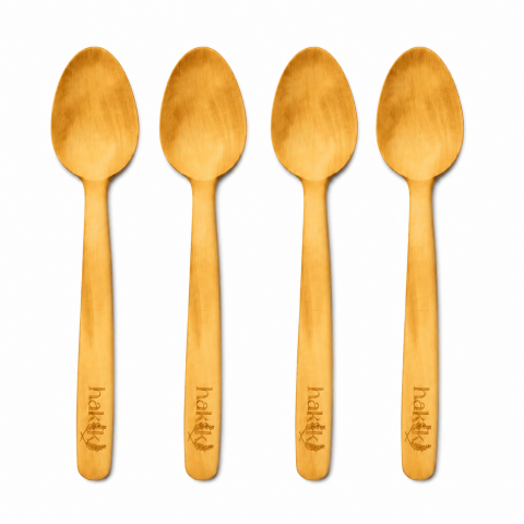 Kişiye Özel 4 Parça El Yapımı Şimşir Tatlı Kaşığı 17 Cm
