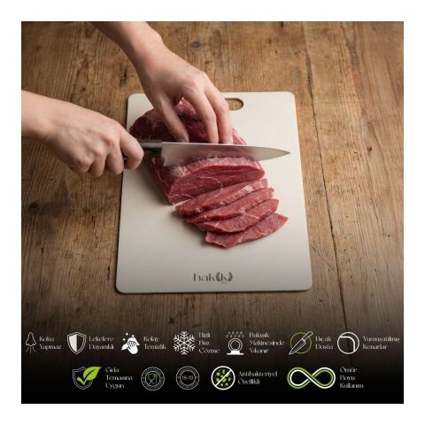 304 Antibakteriyel 1,5 Mm Kalınlığında Çelik Kesme Tahtası 28x38 Cm