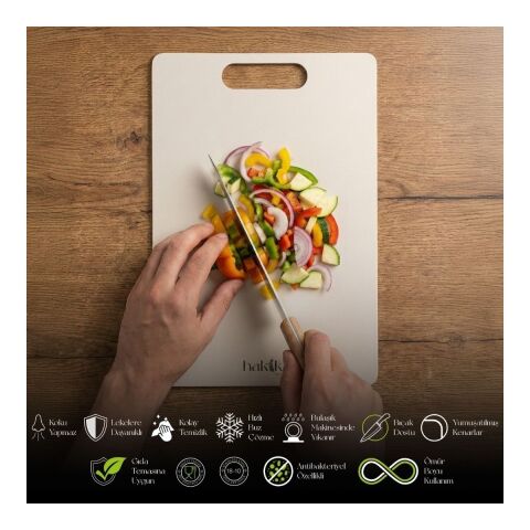 304 Antibakteriyel 1,5 Mm Kalınlığında Çelik Kesme Tahtası 28x38 Cm